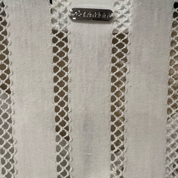 Calvin Klein Striped Maxi Caftan Cover-up in Soft White - Picture 6 of 9